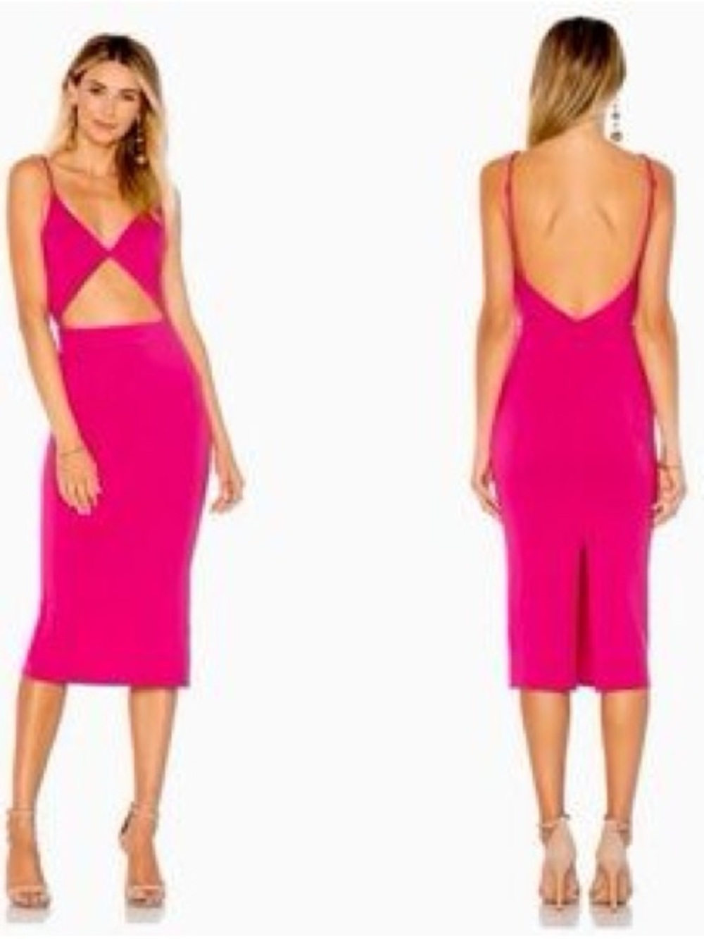 Lovers + Friends Pink Cutout Midi Dress